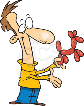 Royalty Free Clipart Image of a Man Making Balloon Animals