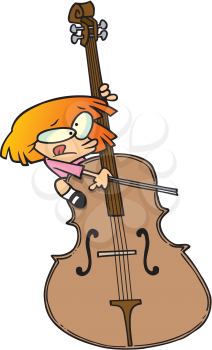 Royalty Free Clipart Image of a Little Girl Playing a Cello