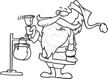 Royalty Free Clipart Image of a Santa Collecting for Charity