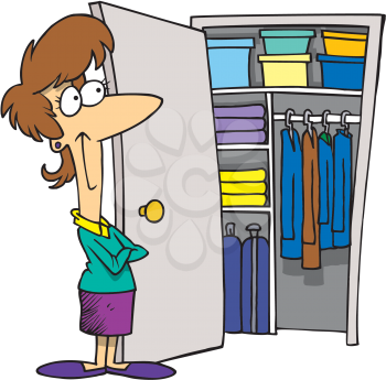 Royalty Free Clipart Image of a Neat Closet