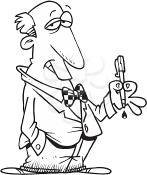 Royalty Free Clipart Image of a Man With a Leaky Pen