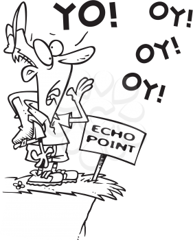 Royalty Free Clipart Image of a Man Hollering at Echo Point