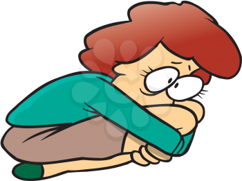 Royalty Free Clipart Image of a Woman Curled Up