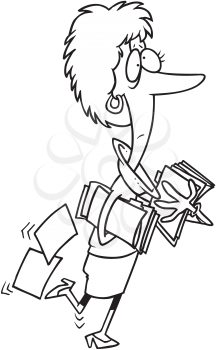 Royalty Free Clipart Image of a Woman With Files