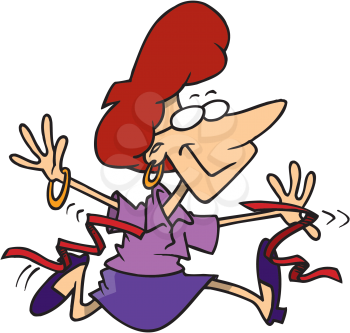 Royalty Free Clipart Image of a Woman Crossing the Finish Line