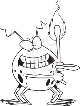 Royalty Free Clipart Image of a Bug With a Match
