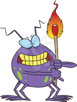 Royalty Free Clipart Image of a Bug With a Match