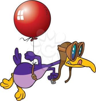 Royalty Free Clipart Image of a Bird With a Balloon