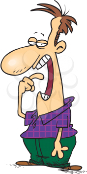 Royalty Free Clipart Image of a Man With His Finger in His Mouth