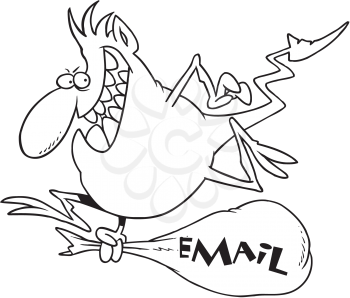 Royalty Free Clipart Image of a Gremlin With E-Mail