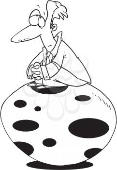 Royalty Free Clipart Image of a Man on an Egg