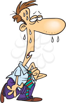 Royalty Free Clipart Image of a Sweating Man