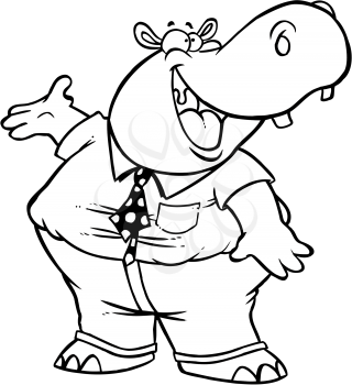 Royalty Free Clipart Image of a Happy Hippo