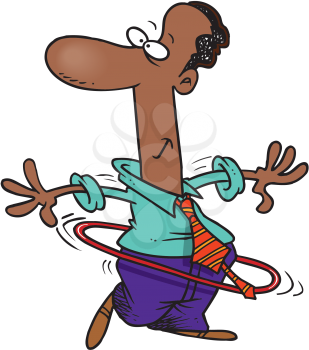 Royalty Free Clipart Image of a Man Using a Hula Hoop