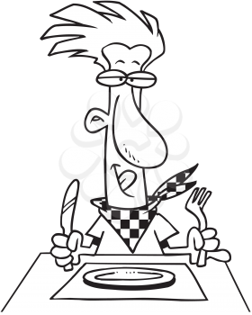 Royalty Free Clipart Image of a Man Ready to Eat