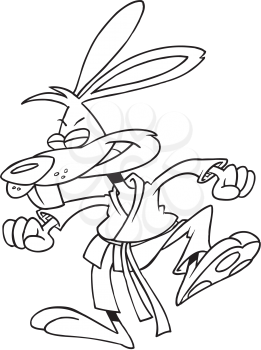 Royalty Free Clipart Image of a Bunny in a Karate Suit