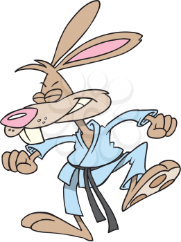 Royalty Free Clipart Image of a Bunny in a Karate Suit