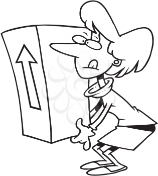 Royalty Free Clipart Image of a Woman Lifting Boxes