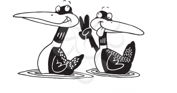 Royalty Free Clipart Image of Loons