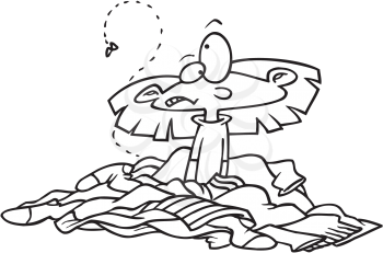 Royalty Free Clipart Image of a Girl in a Mess