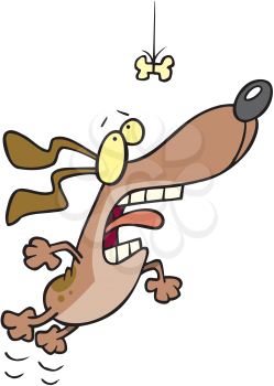 Royalty Free Clipart Image of a Dog Trying to Get a Bone