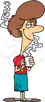 Royalty Free Clipart Image of a Woman Drinking Coffee