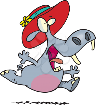 Royalty Free Clipart Image of a Hippo in a Hat
