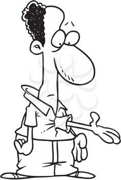Royalty Free Clipart Image of a Man Looking at a Third Arm