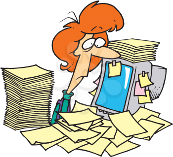 Royalty Free Clipart Image of a Woman and Paperwork