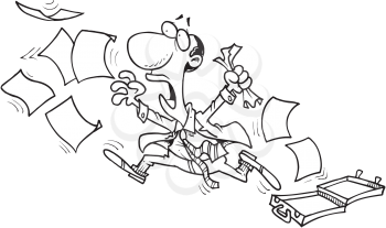 Royalty Free Clipart Image of a Man Chasing Papers
