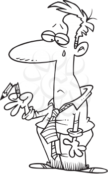 Royalty Free Clipart Image of a Man With a Broken Pencil