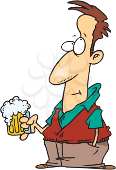 Royalty Free Clipart Image of a Man With a Beer