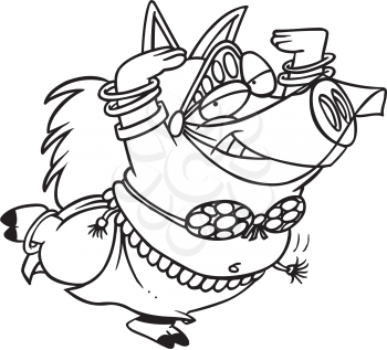 Royalty Free Clipart Image of a Pig Belly Dancer