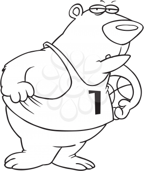 Royalty Free Clipart Image of a Bear With a Basketball
