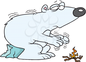 Royalty Free Clipart Image of a Polar Bear Warming His Hands