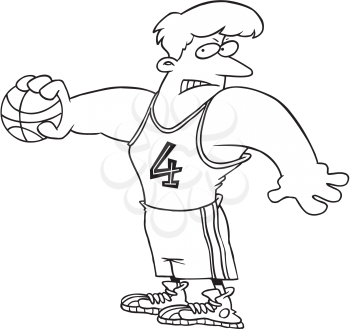 Royalty Free Clipart Image of a Basketball Player Holding the Ball