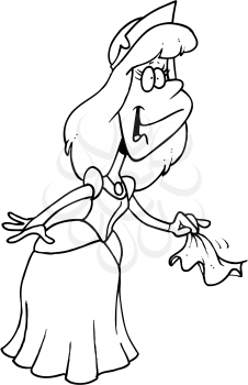 Royalty Free Clipart Image of a Princess Waving a Handkerchief