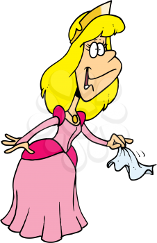 Royalty Free Clipart Image of a Princess Waving a Handkerchief