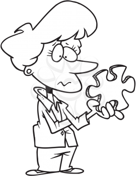 Royalty Free Clipart Image of a Woman With a Puzzle Piece