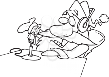 Royalty Free Clipart Image of Santa Talking on a Radio