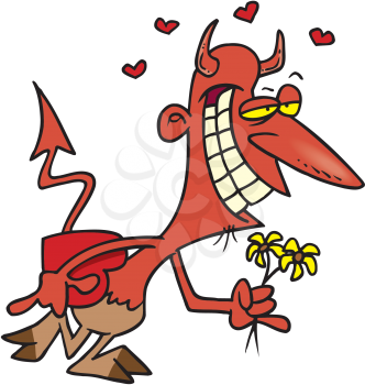 Royalty Free Clipart Image of a Romantic Devil