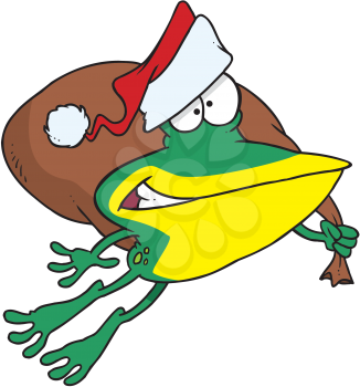 Royalty Free Clipart Image of a Santa Frog