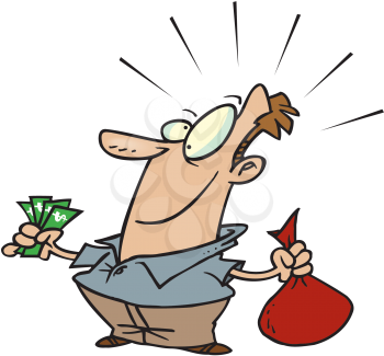 Royalty Free Clipart Image of a Man With Money