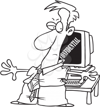 Royalty Free Clipart Image of a Man Hiding a Computer