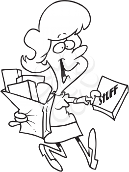 Royalty Free Clipart Image of a Woman With Groceries