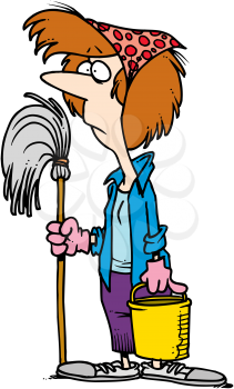 Royalty Free Clipart Image of a Cleaning Woman