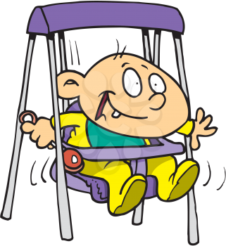 Royalty Free Clipart Image of a Baby in a Swing