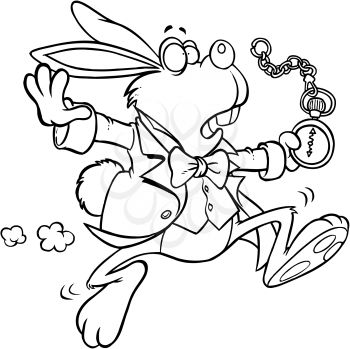Royalty Free Clipart Image of a Rabbit With a Stopwatch
