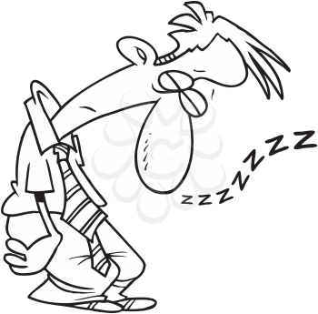 Royalty Free Clipart Image of a Man Sleeping on His Feet