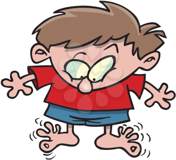 Royalty Free Clipart Image of a Boy Wiggling His Toes